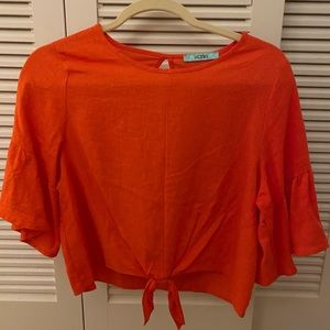 Karlie linen flare sleeve tie front TOP